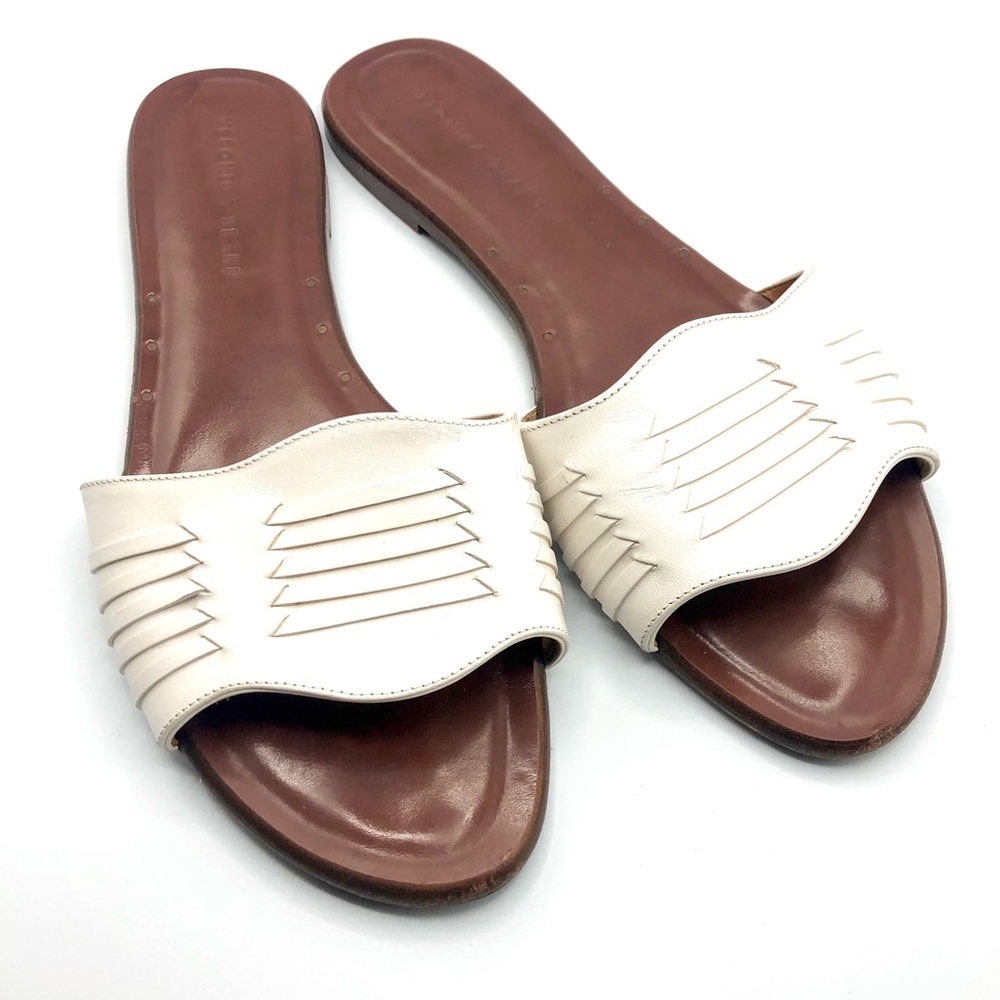 Veronica Beard Faven Huarache Slide Sandal White - Picture 8 of 13